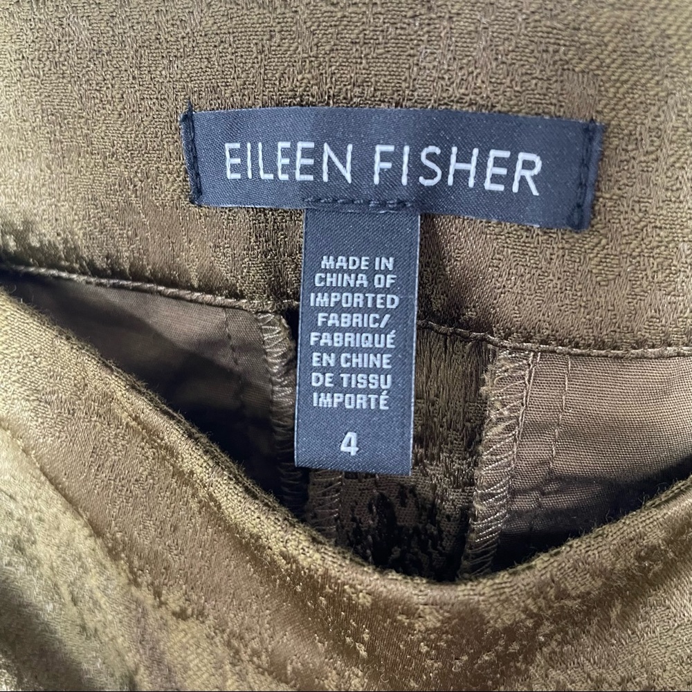 Eileen Fisher Copper Brown Organic Cotton Stretch Slim Leg Pants - Picture 2 of 11